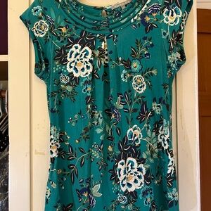 Daniel Rainn Pleated Teal Blouse